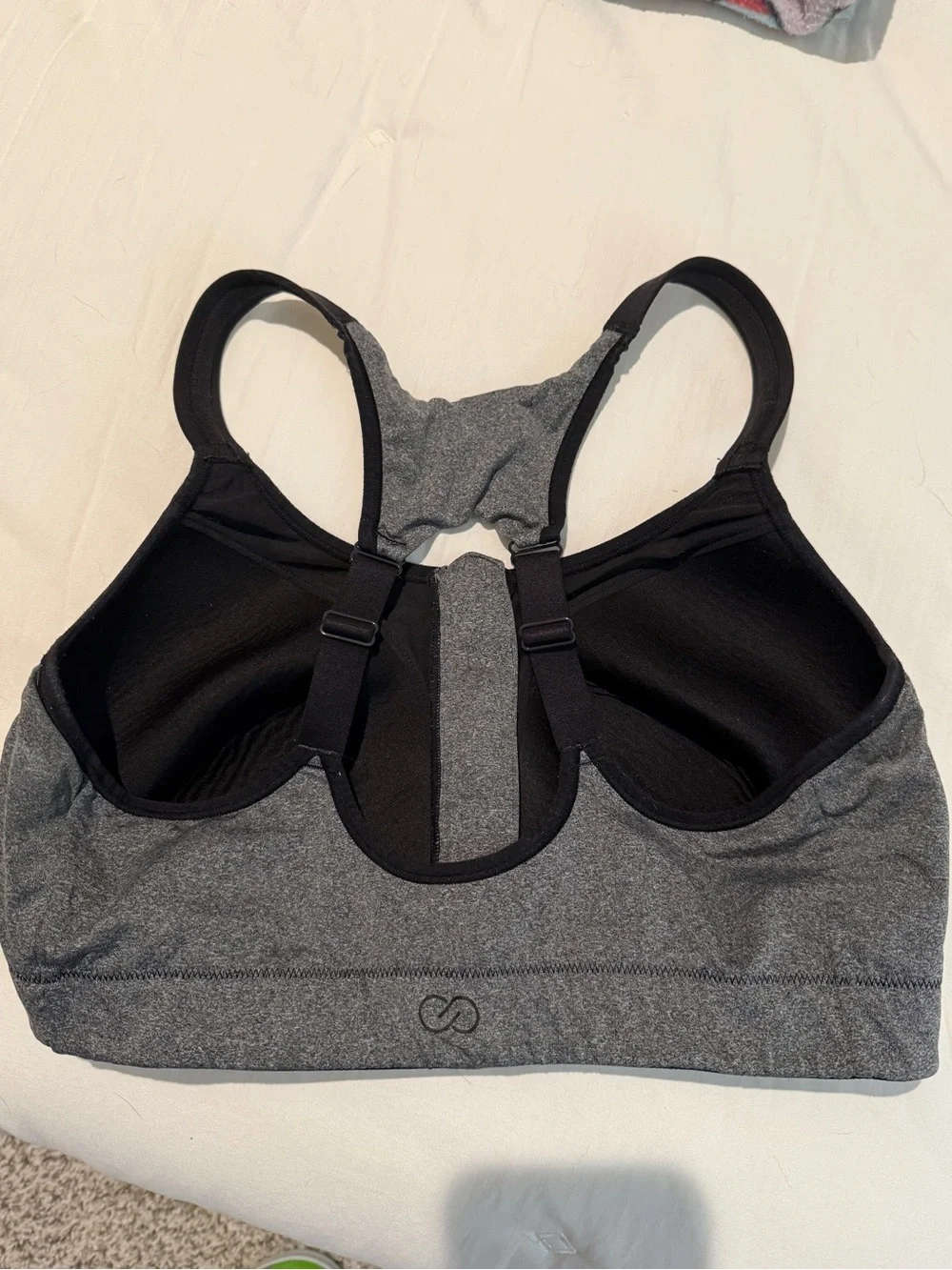CALIA by Carrie Underwood Gray and Black Front-Zip High Support Sports Bra